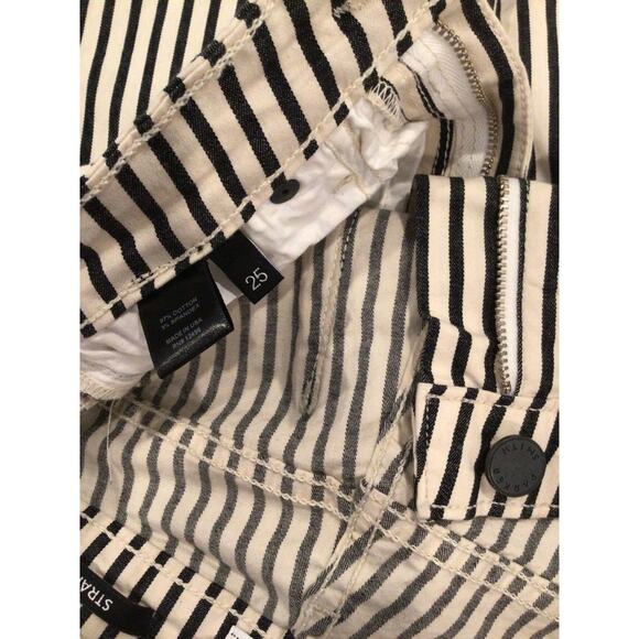 Parker Smith Straight leg Black Stripe Jeans Raw Edge Hem size 25 - Picture 8 of 8